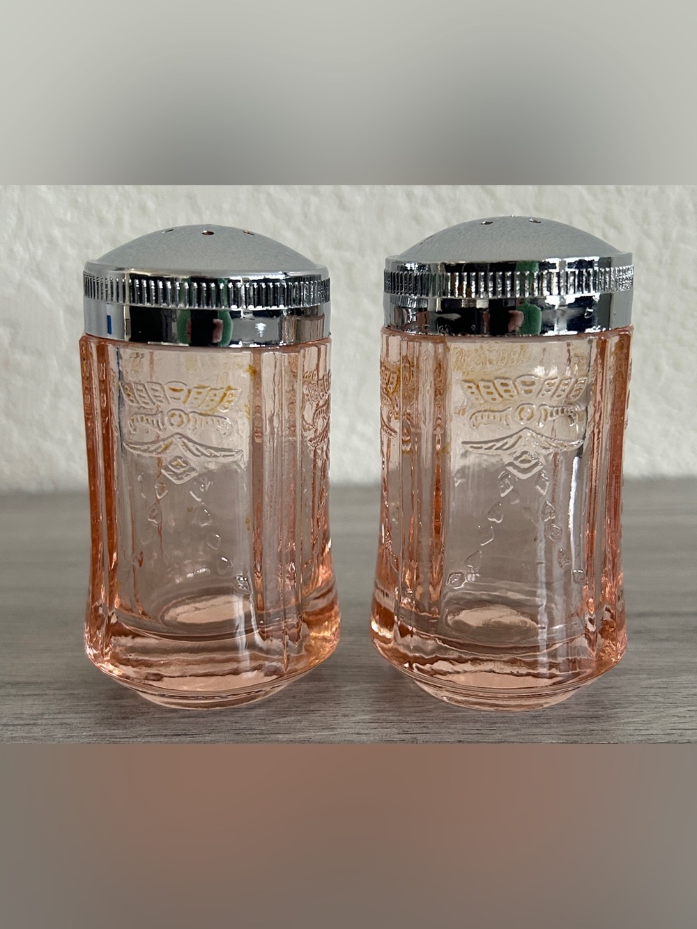Federal Glass Pink Glass Salt & Pepper Shakers